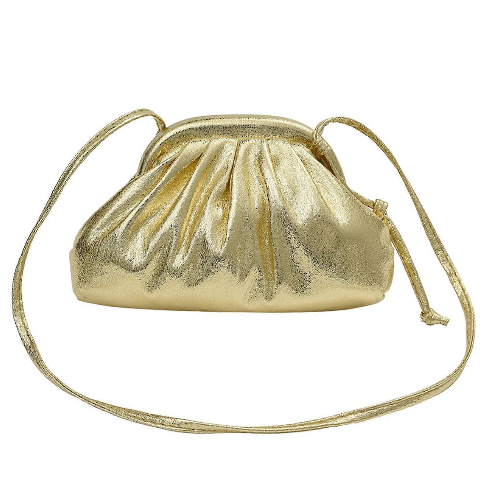 Women's Large Capacity Pleated Single Shoulder Classic Messenger Bag Print Gold Unit size