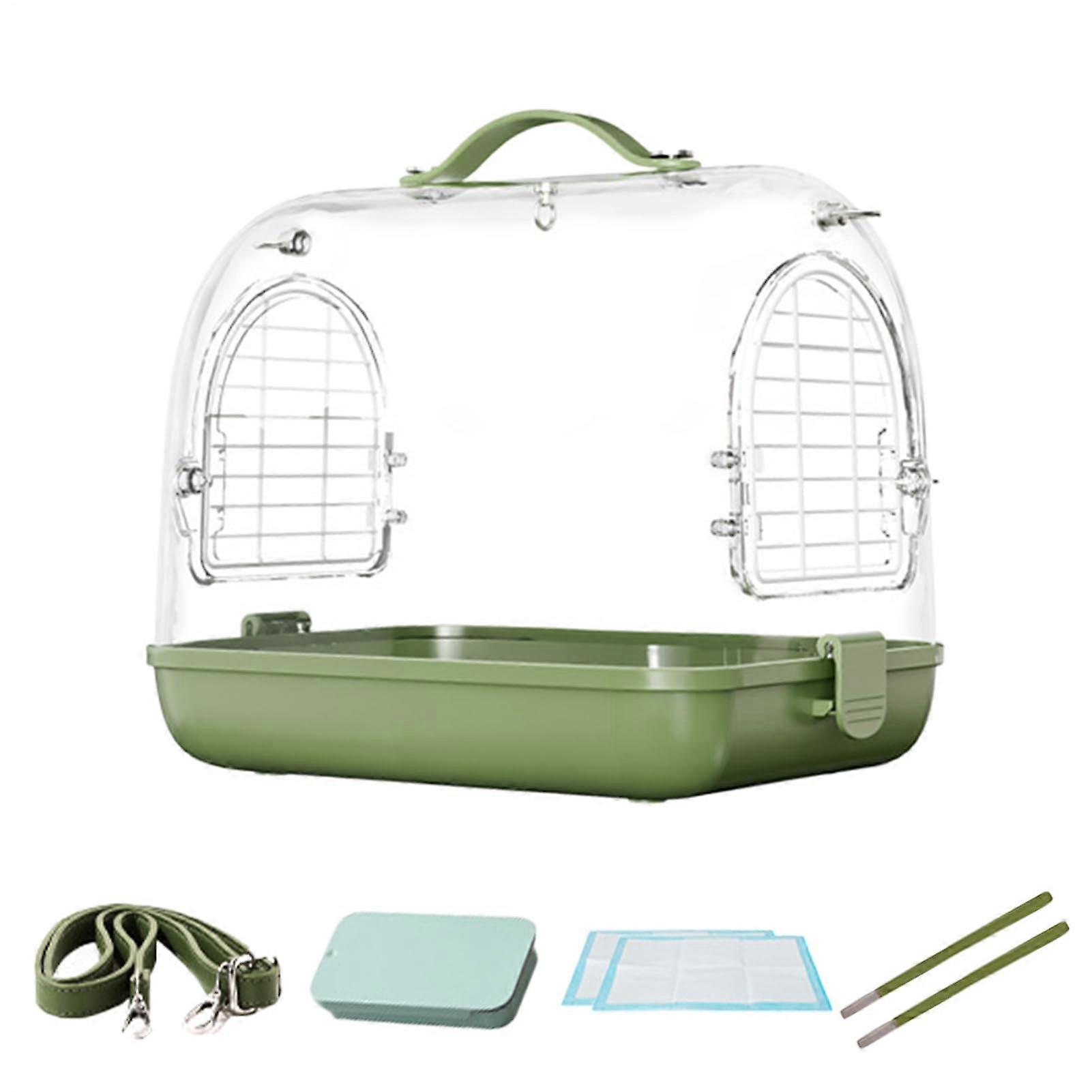 Bird cage – Transparent plastic shell, portable pet backpack Breathable, sturdy, lightweight, travelfriendly, green