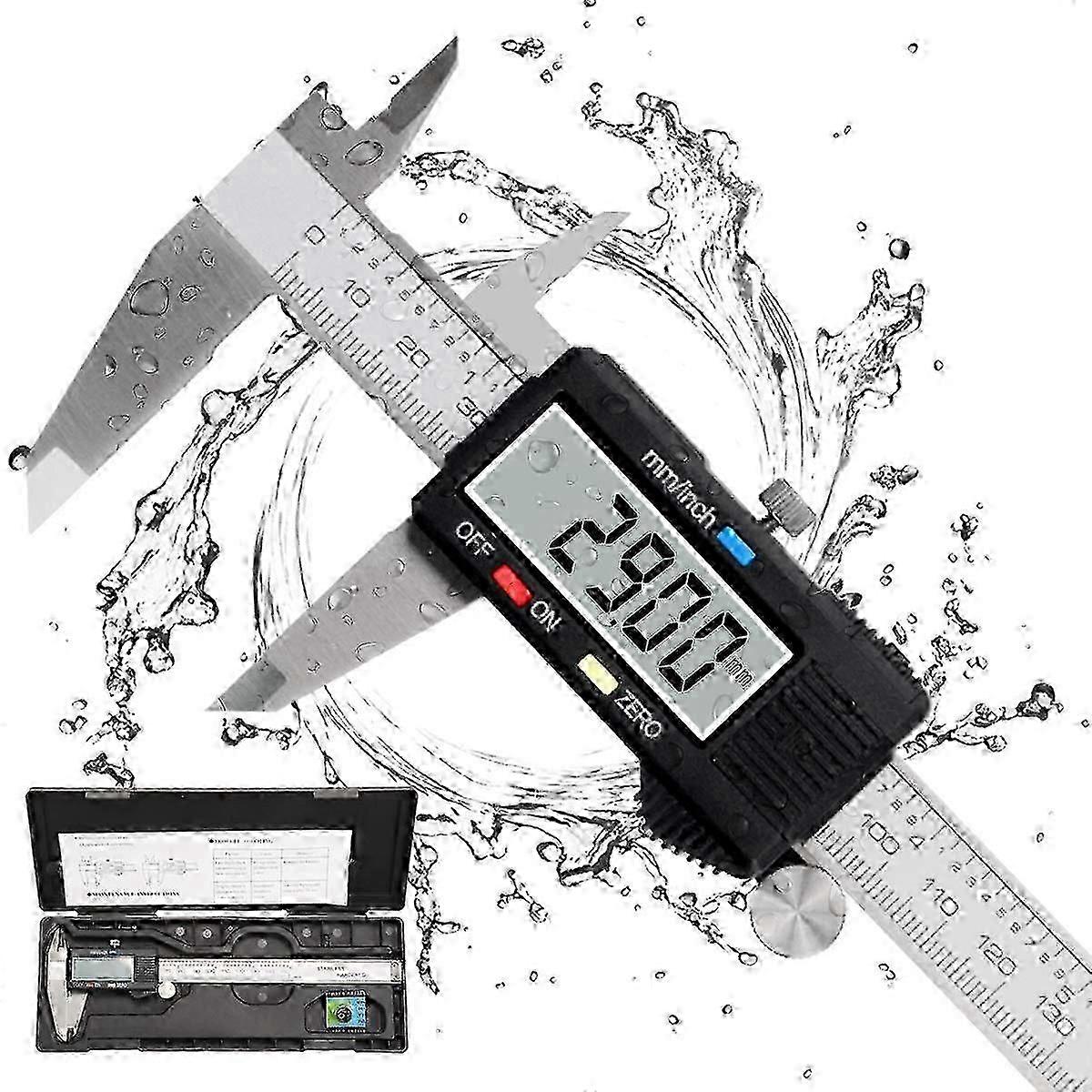 Digital Caliper 150mm Stainless Steel Large LCD Display Adjustable Accuracy 0.01mm/inch Conversion, Splash Proof, Indian Measurement
