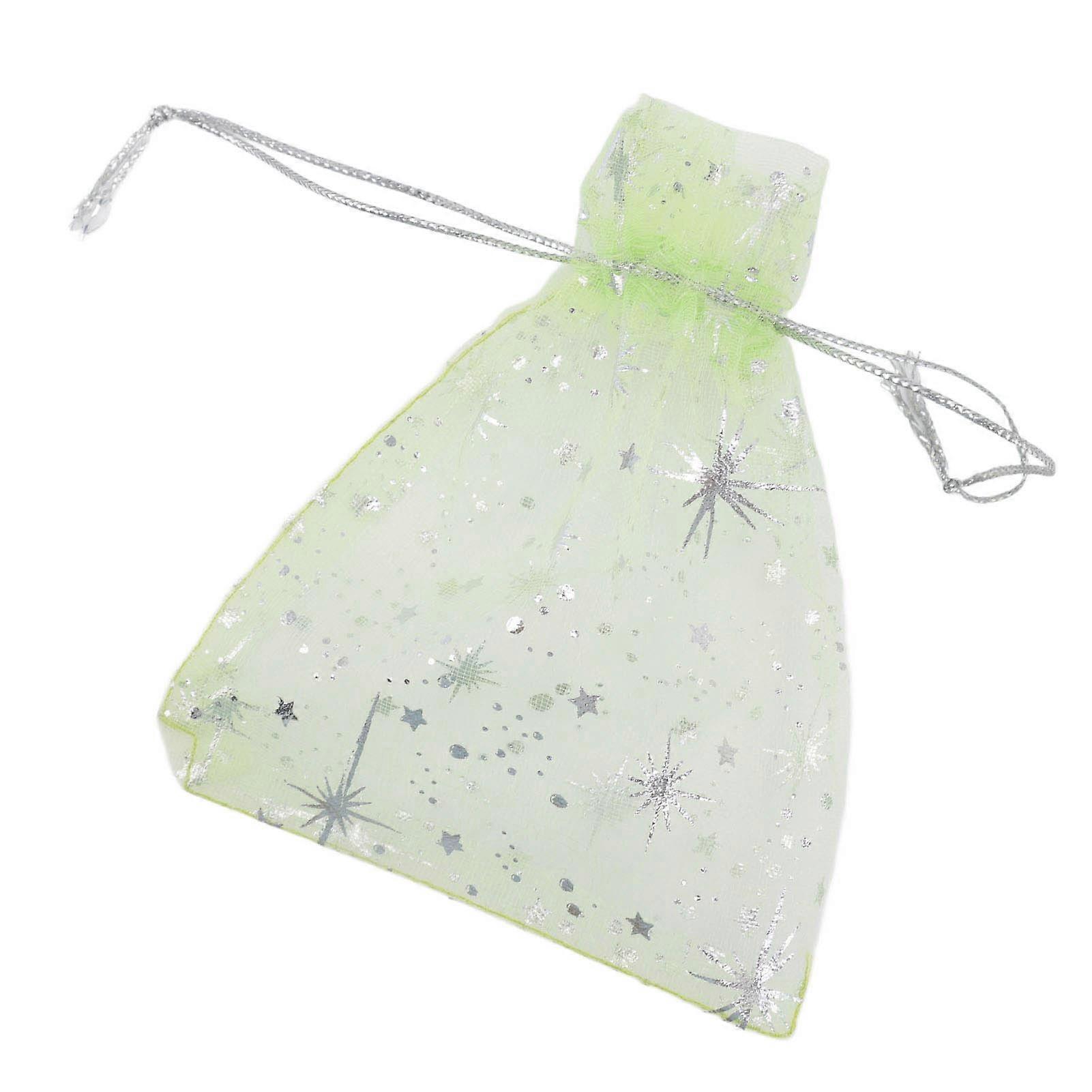 50PCS Drawstring Sheer Mesh Bag Exquisite Star Pattern Transparent Gift Bags for Wedding Church