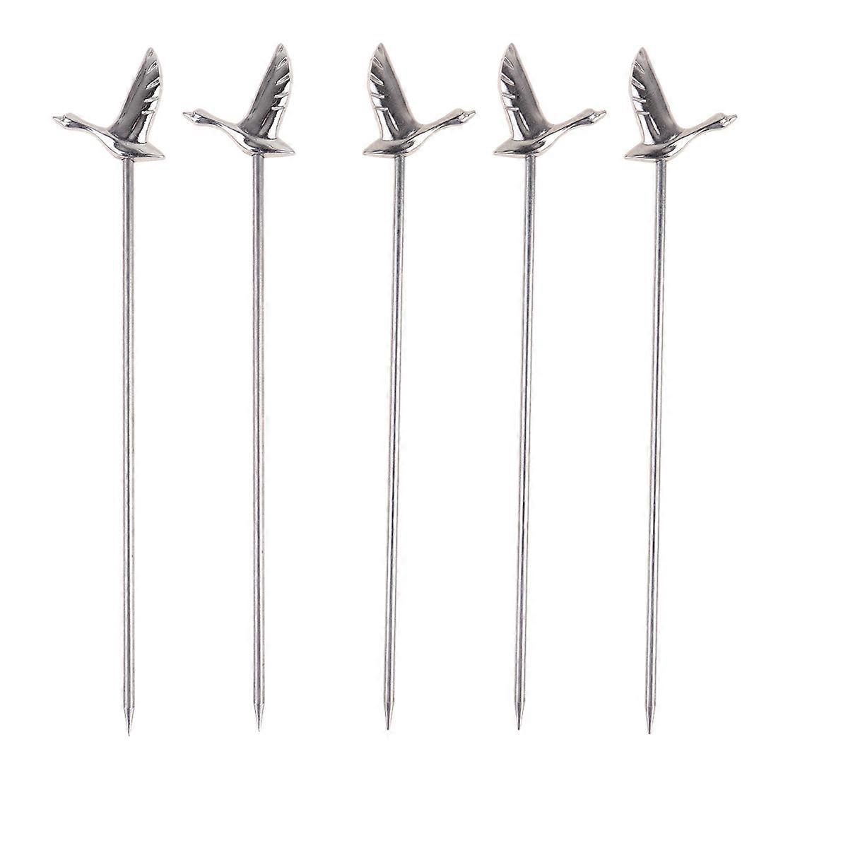Stainless Steel Fruit Forks for Eating Fruit 5pcs Cocktail Picks Reusable Silver Stylish Tableware