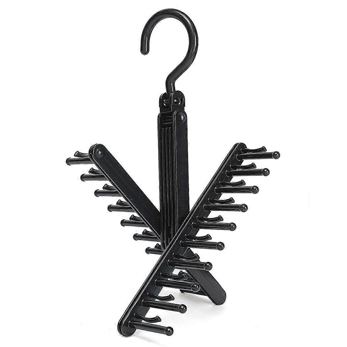 Black ABS Double Sided Multi Hook Hanger for Ties with 360 Degree Rotating Hook Keeps Ties Organized 3 Pack