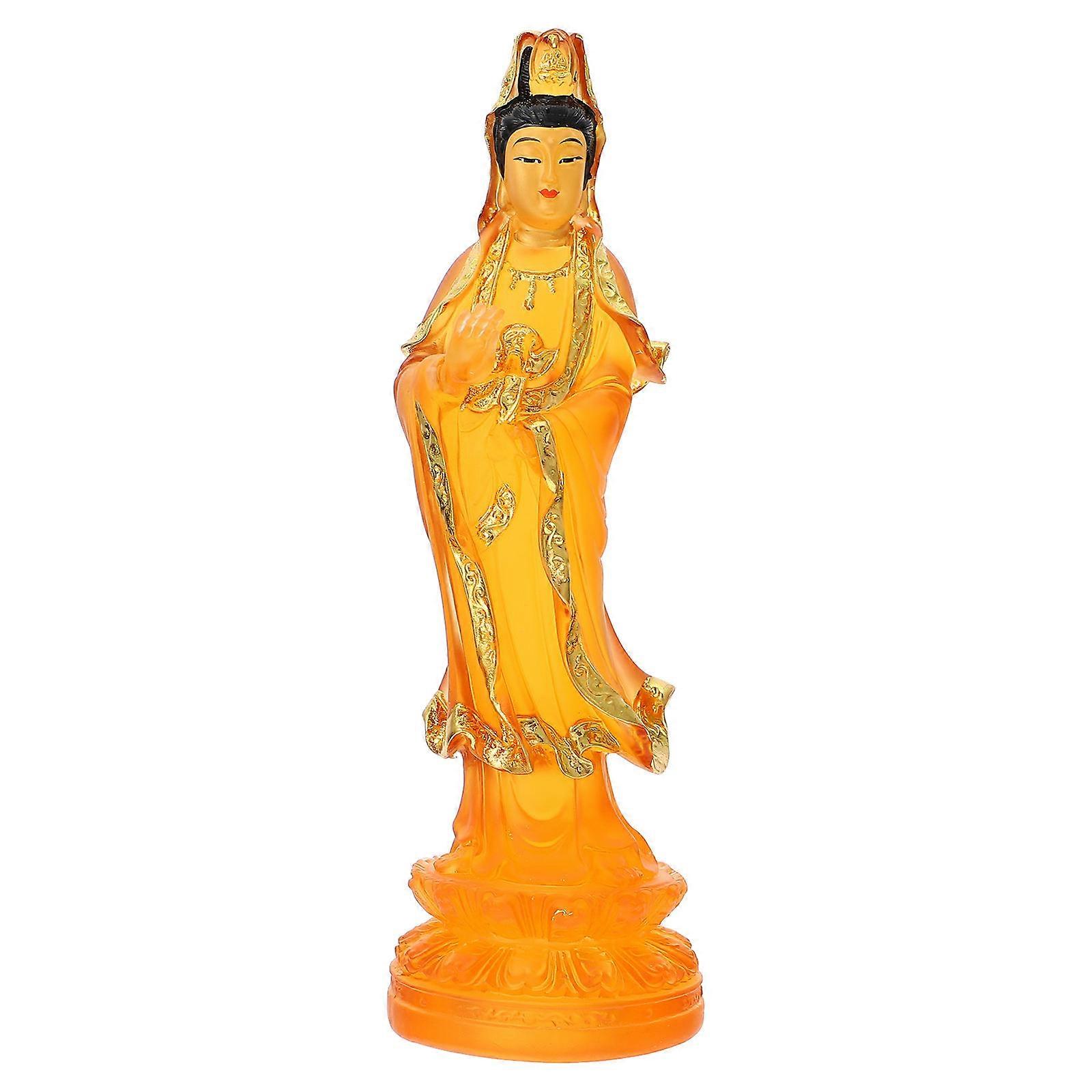 Orange Guanyin Statue Resin Desktop Ornament for Home Decoration with Workmanship
