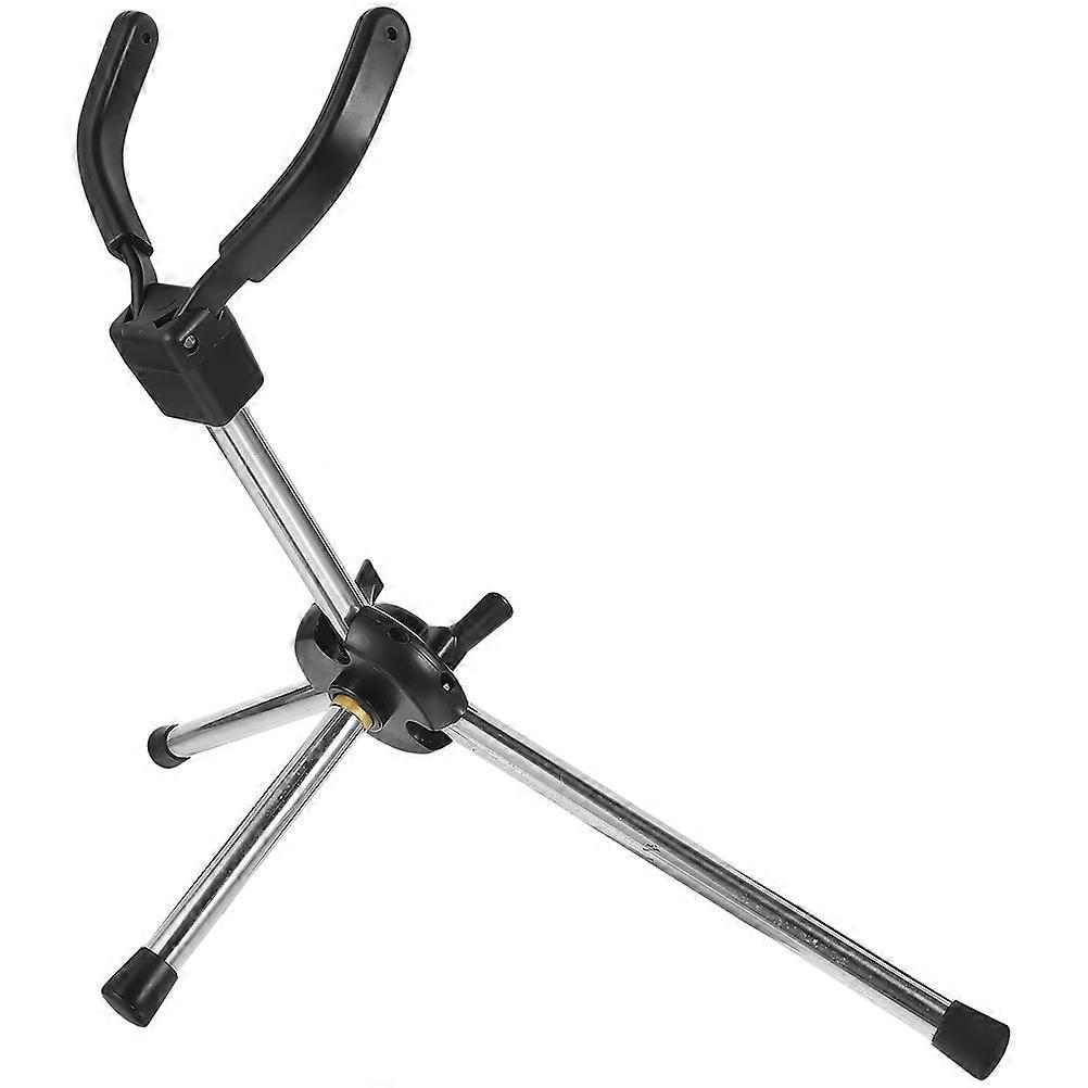 Portable Foldable Saxophone Stand with Soft Rubber Tips for Wind Instruments Black Metal 1PC