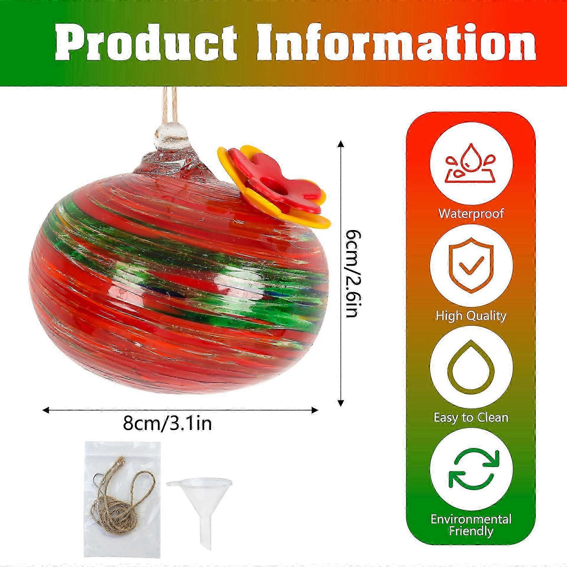 Small Hummingbird Feeder for Outdoors,Hand Blown Glass Humming Bird Feeders with Perch,Leak-Proof,Perfect for Windows, Gardens, Patios & Backyard