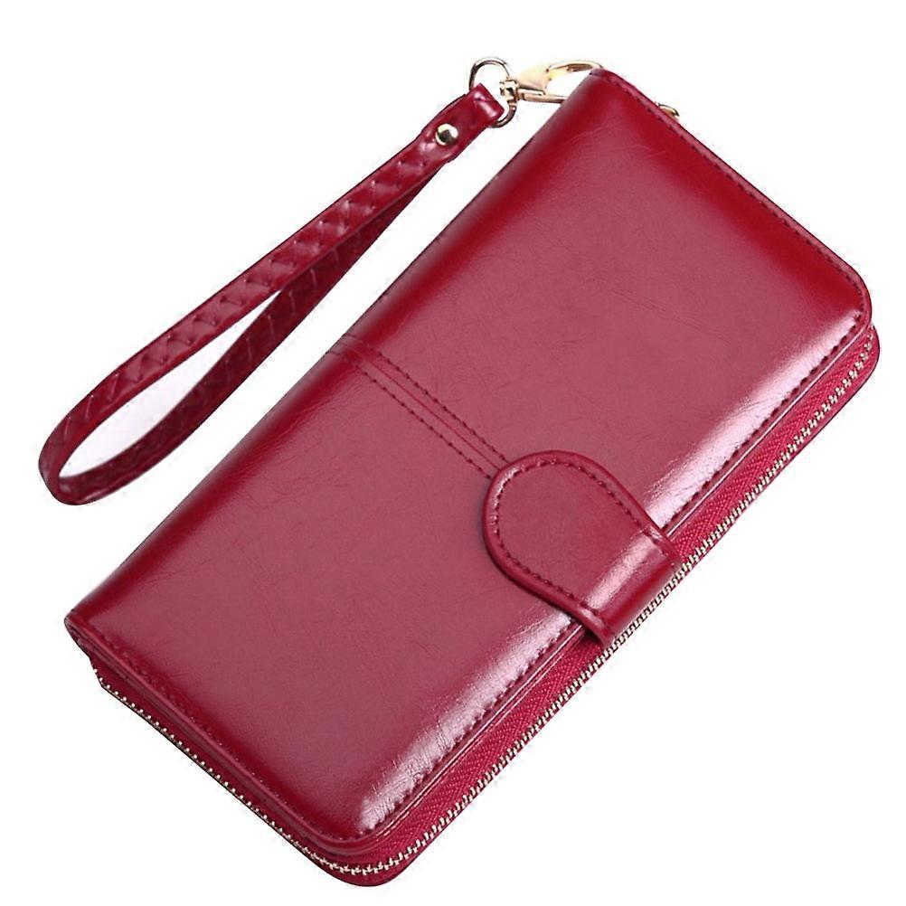 Portfel z wosku olejnego z zapięciem na zatrzask dla kobiet Długi portfel