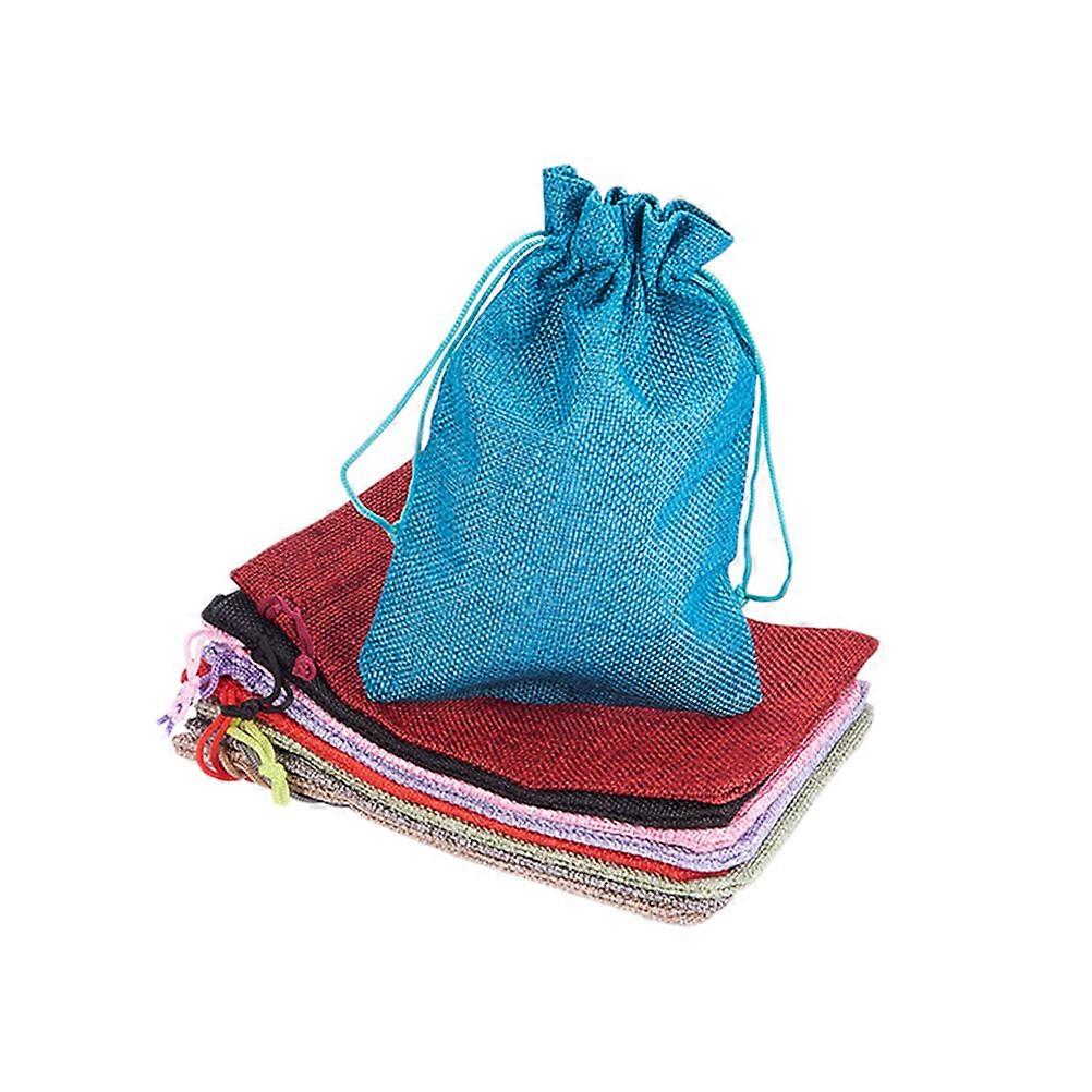 Linen Jewelry Bags with Drawstring Design for Storage Use Assorted Pcs 13x18cm