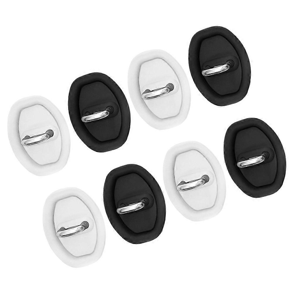 8PCS Silicone Car Door Lock Covers Durable Protective Caps for Vehicle Latch Noise Reduction and Vibration Dampening Black White