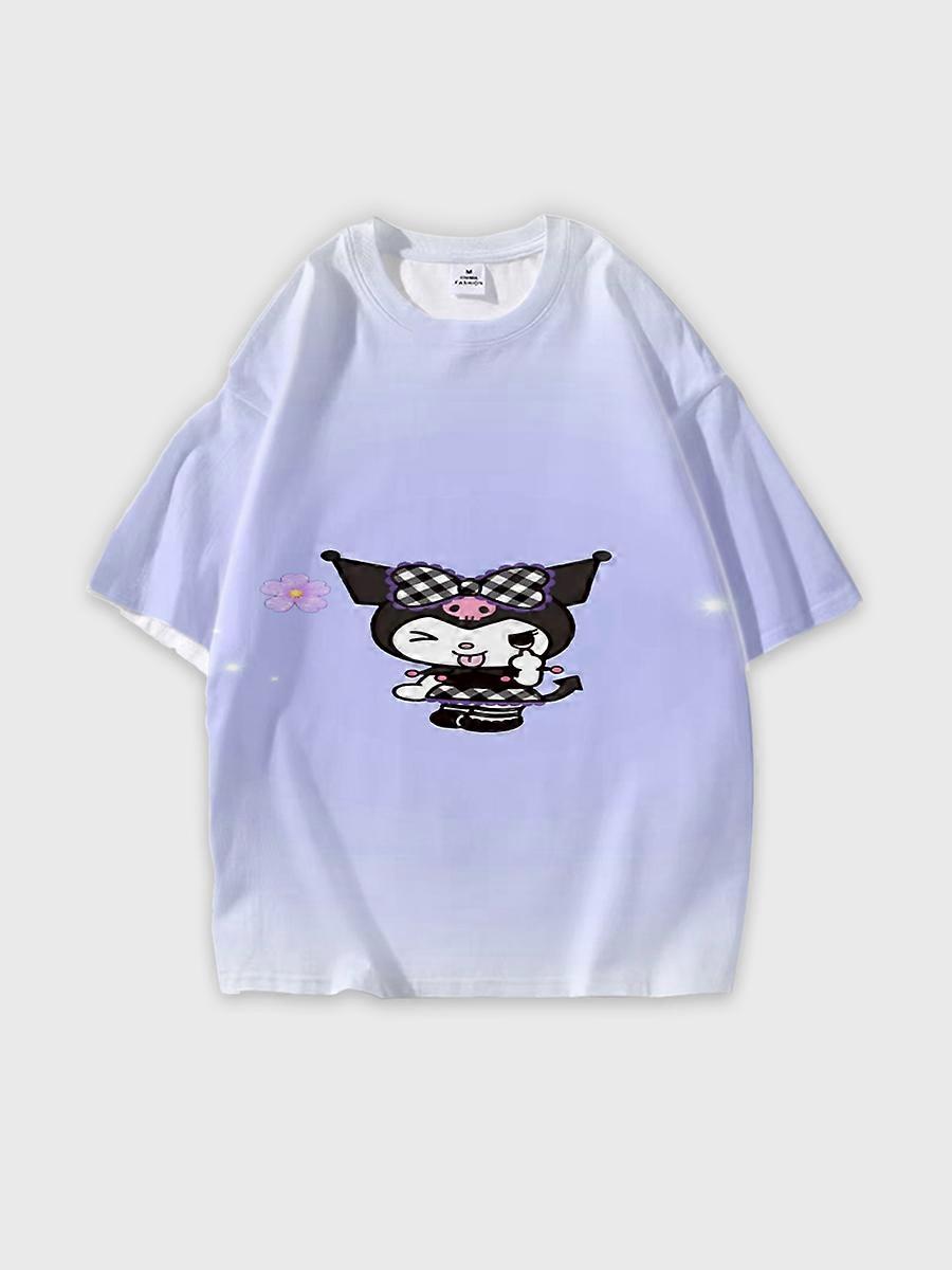 T-shirt round neck Cartoon Pattern loose short sleeve B91