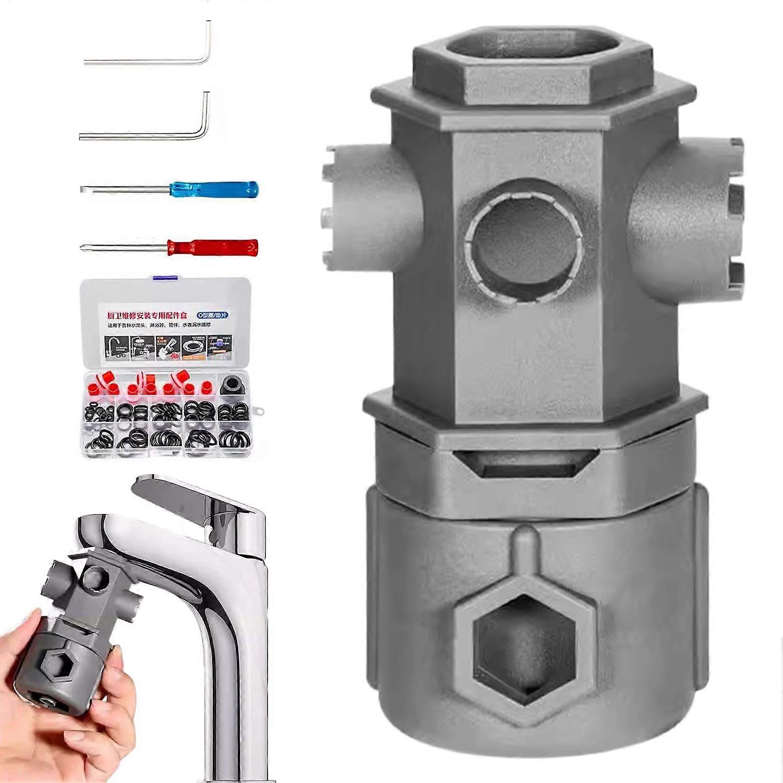 Tap Wrench, 16 in 1 Tap Wrench Tool Set, Multifunctional Adjustable Tap Key Sink Wrench  Hand Tools for Bathroom, Kitchen