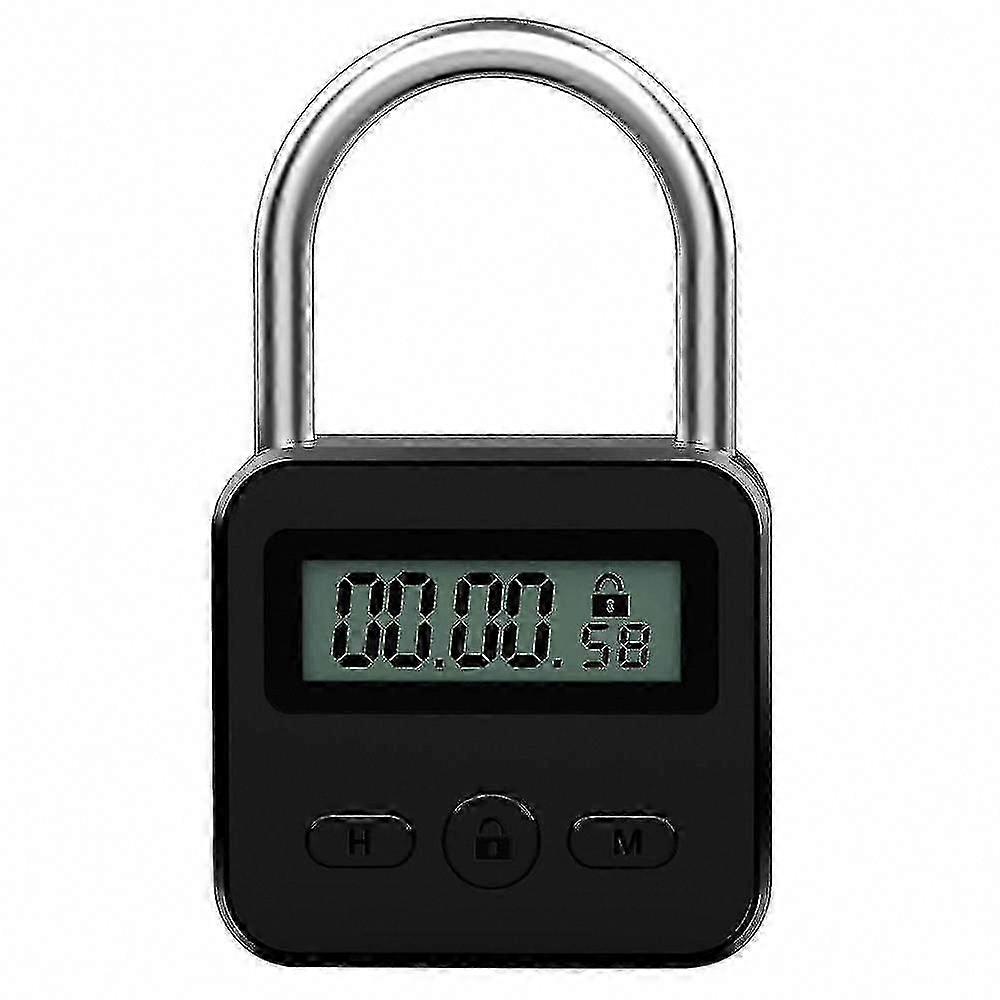 Electronic Timer Lock for Time Management, USB Rechargeable, 99H Max, LCD Display, Metal Body (Black)