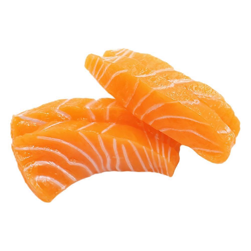 2pcs Lifelike Artificial Salmon Slices Sushi Decor Kitchen Dining Accessories for Home Restaurant Food Props