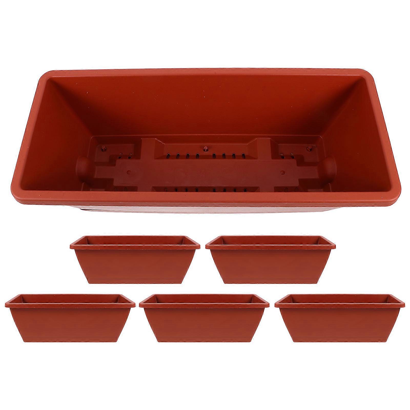 Plastic Flower Pot for Home Use with Thickened Design and Drainage Holes 6 Pcs Dark Red
