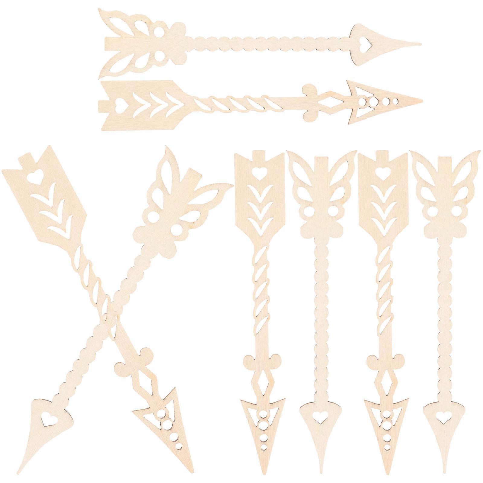 Wooden Arrow Cutouts for DIY Crafts Unfinished Wood Decor Assorted Colors 10pcs Safe Smooth Edges