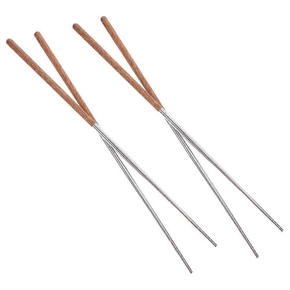 Baguettes de cuisine à long manche antidérapantes 45 cm Multicolore 304 Acier inoxydable 2 paires