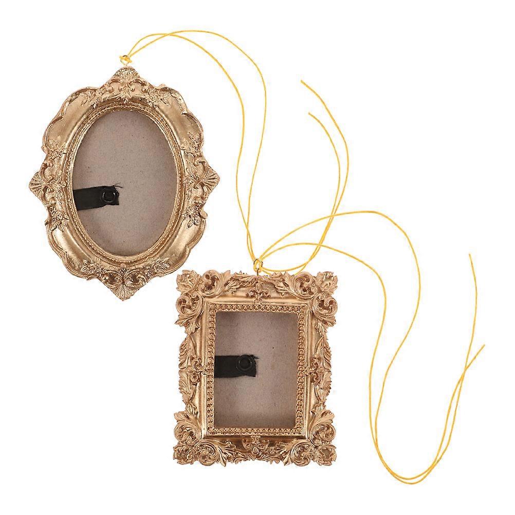 Golden Resin Photo Ornaments for Christmas Tree Decor 3D Hanging Design Fits Various Home Styles