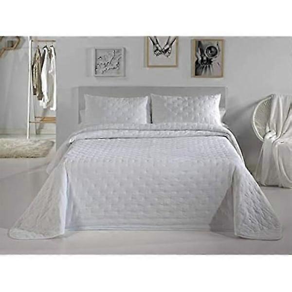 Lit Pierre Cardin Blanc C4 90 cm - Couvre-lit boutis uni mi-saison - 100 % polyester Blanc