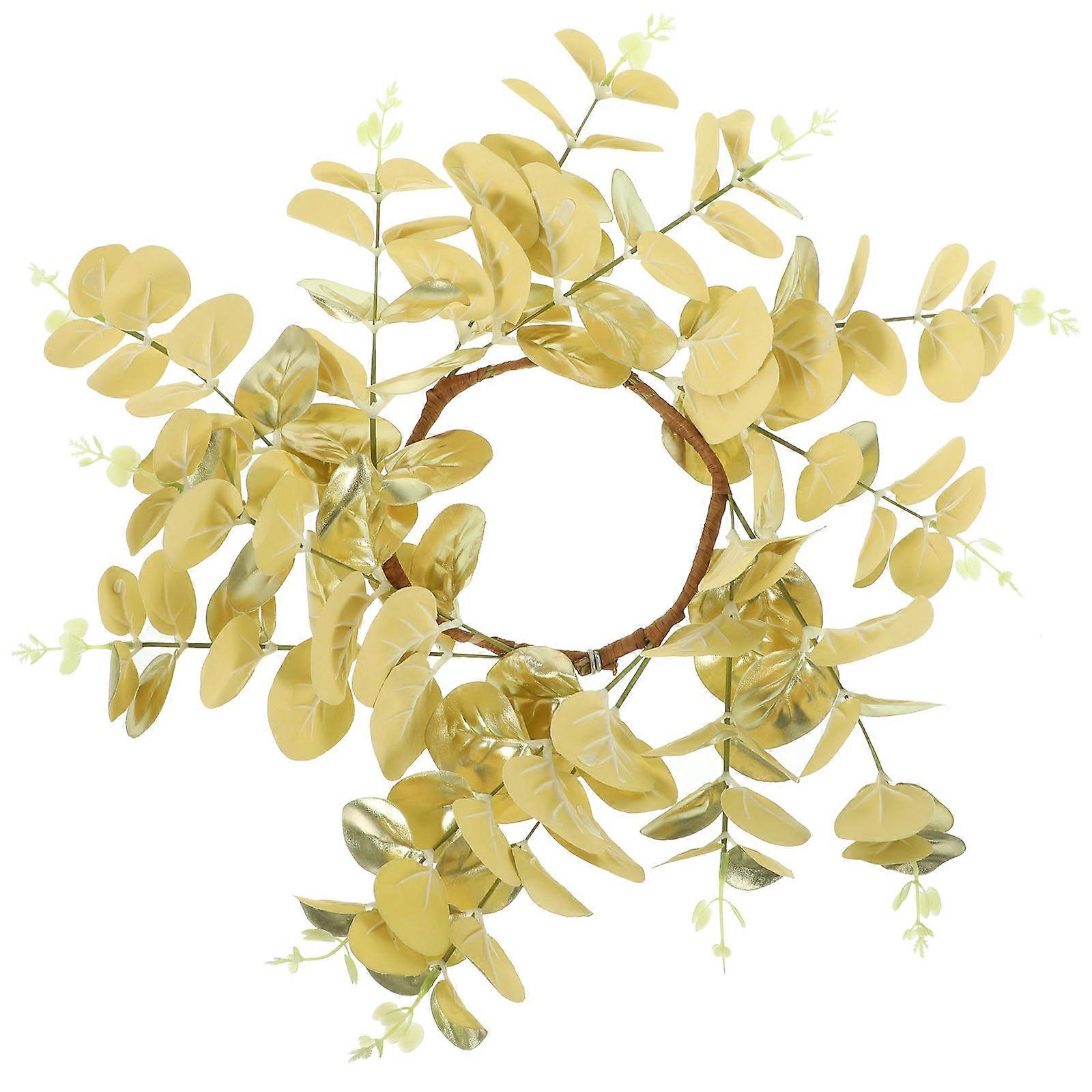 Artificial Leaves Candle Ring For Weddings And Family Parties With Non-withering Function 1Set