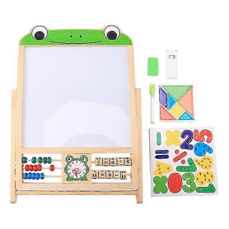 2025 Children Double Sided Easel Art Easel Chalkboard Magnetic Writing Board With Number Stickers Tangram