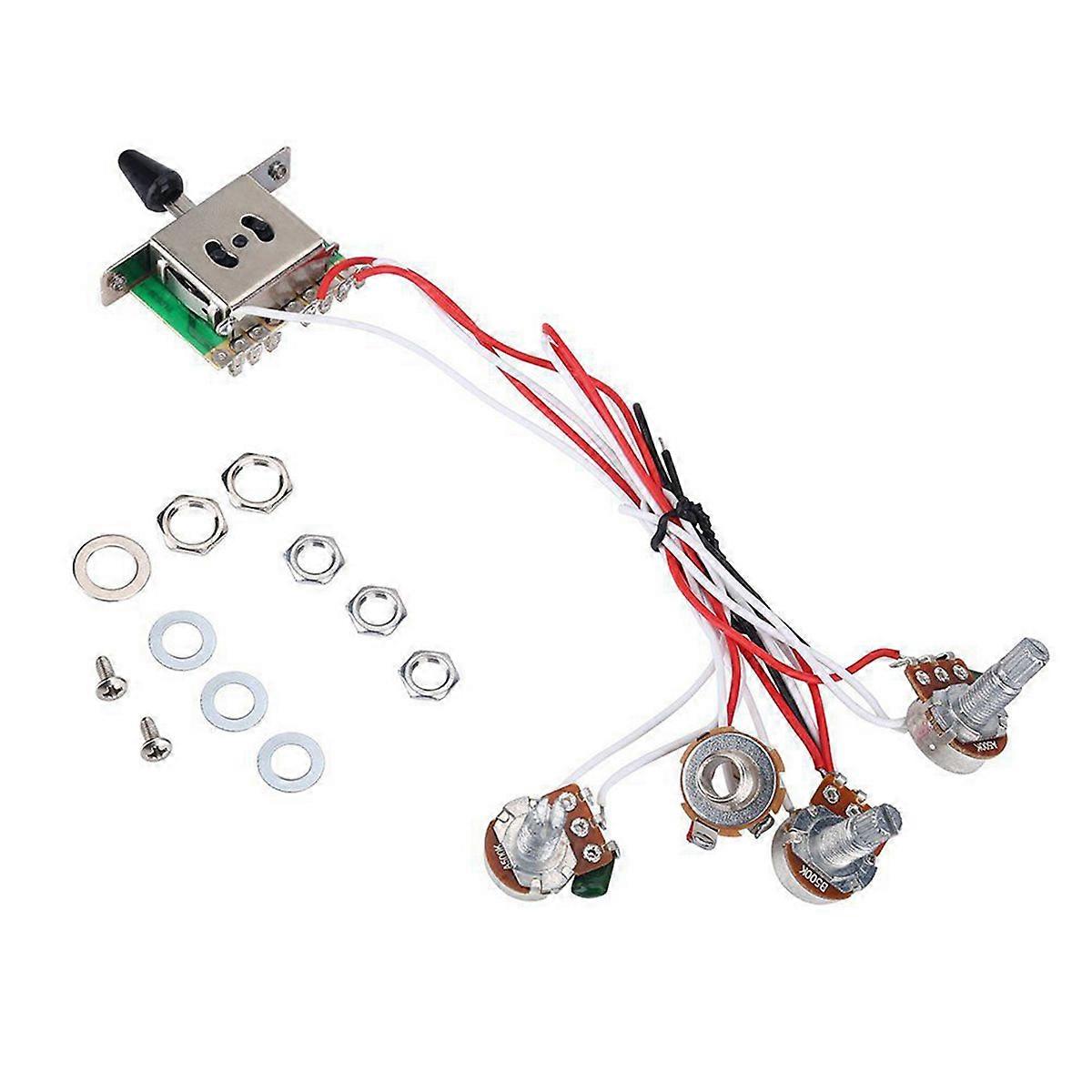 6 Pieces Guitar String Tuning Key Pegs/ Knobs with Pots for Strat Guitar PreWired 1 Volume 2 Tone Co