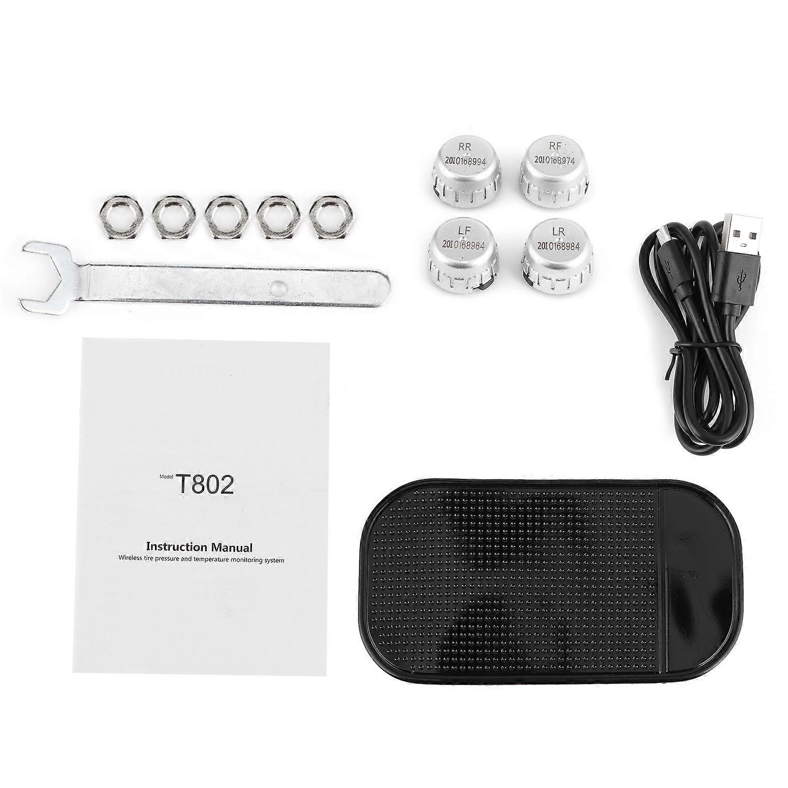 4pcs Tire Pressure Sensor Cigar Lighter Type Wireless Monitoring System with External Sensors DC 8V‑16V