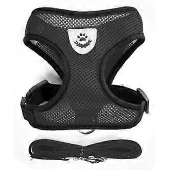 1pcs Breathable Mesh Small Dog Pet Harness And Leash Set Puppy Cat Vest Harness Collar For Chihuahua Pug Bulldog Cat (l(4-6kg), Black)
