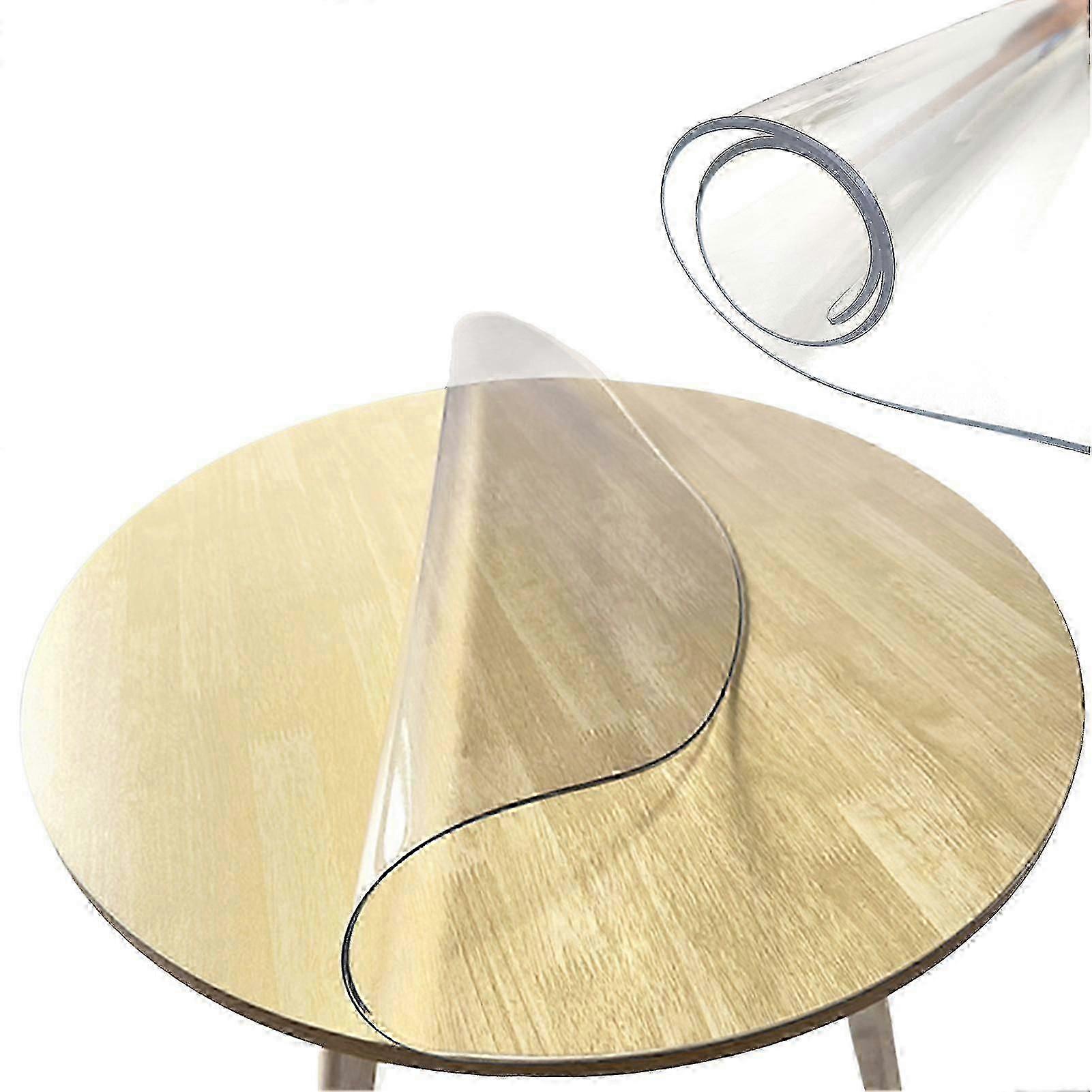 5 Sizes Clear Pvc Table Cover Protector Round Pvc Tablecloth 2.0mm Thick Desk Pad Mat Waterproof Vinyl Table Protector