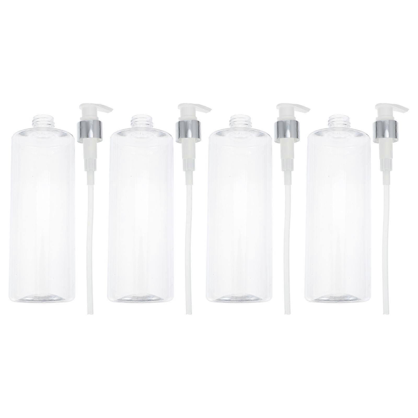 4pcs Refillable Plastic Lotion Bottles for Home & Travel – Portable Empty Emulsion & Liquid Soap Dispensers with Random Pump Heads