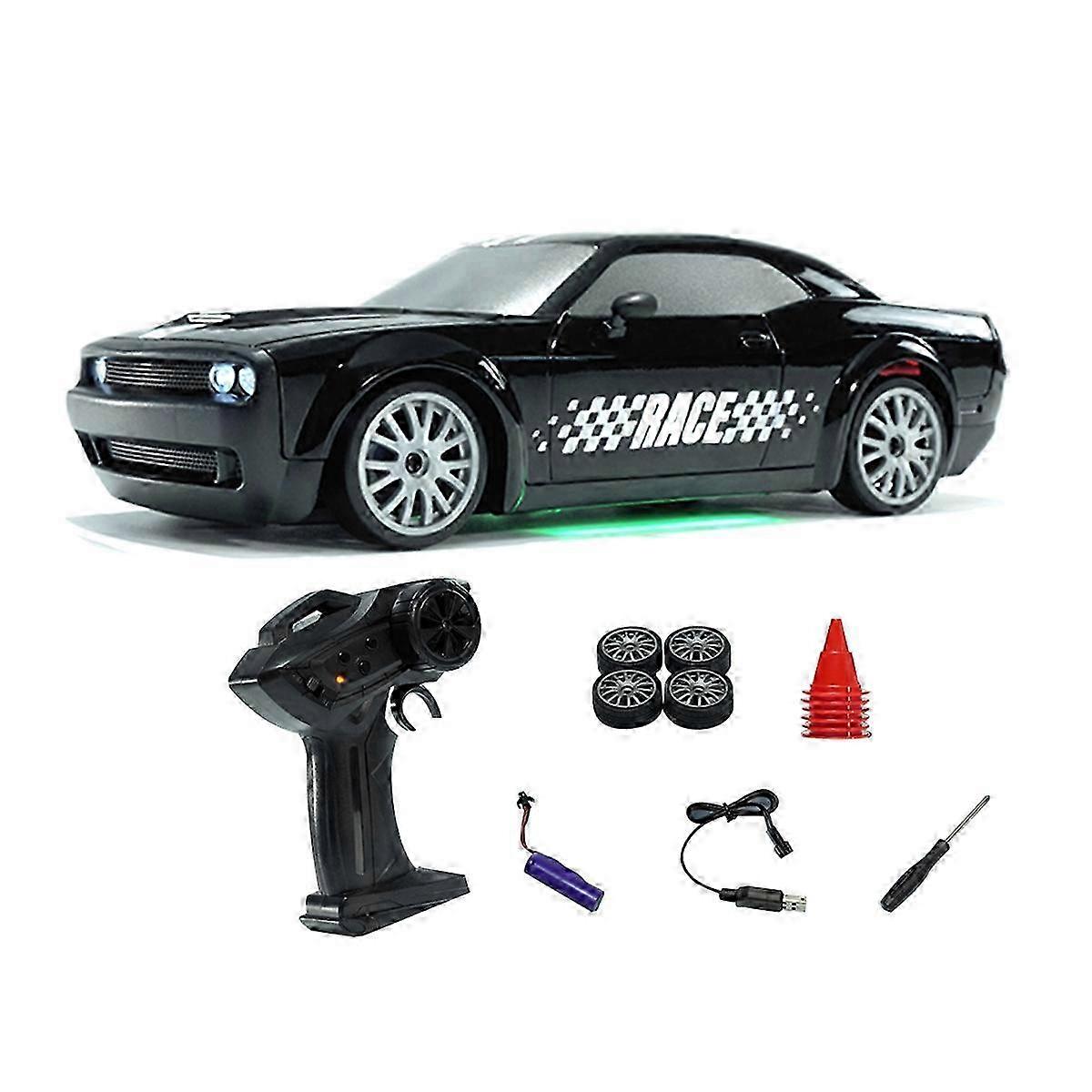 Υψηλής ταχύτητας 1:24 κλίμακα Drift RC αυτοκίνητο 2.4G 15km / H τετρακίνηση αγωνιστικό παιχνίδι μαύρο