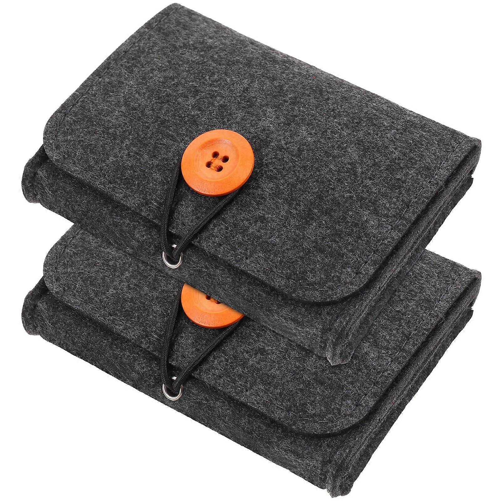 Essential Oil Carrying Case Small Essential Oil Storage Bag Portable Travel-Friendly Dark Grey 13.40X10.00X3.00CM 2Pcs