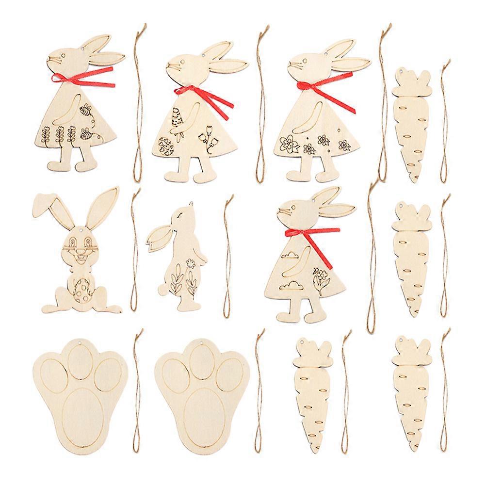 DIY Wooden Easter Crafts with Unique Rabbit and Carrot Ornaments for Kids Spring Activities in Khaki Wood