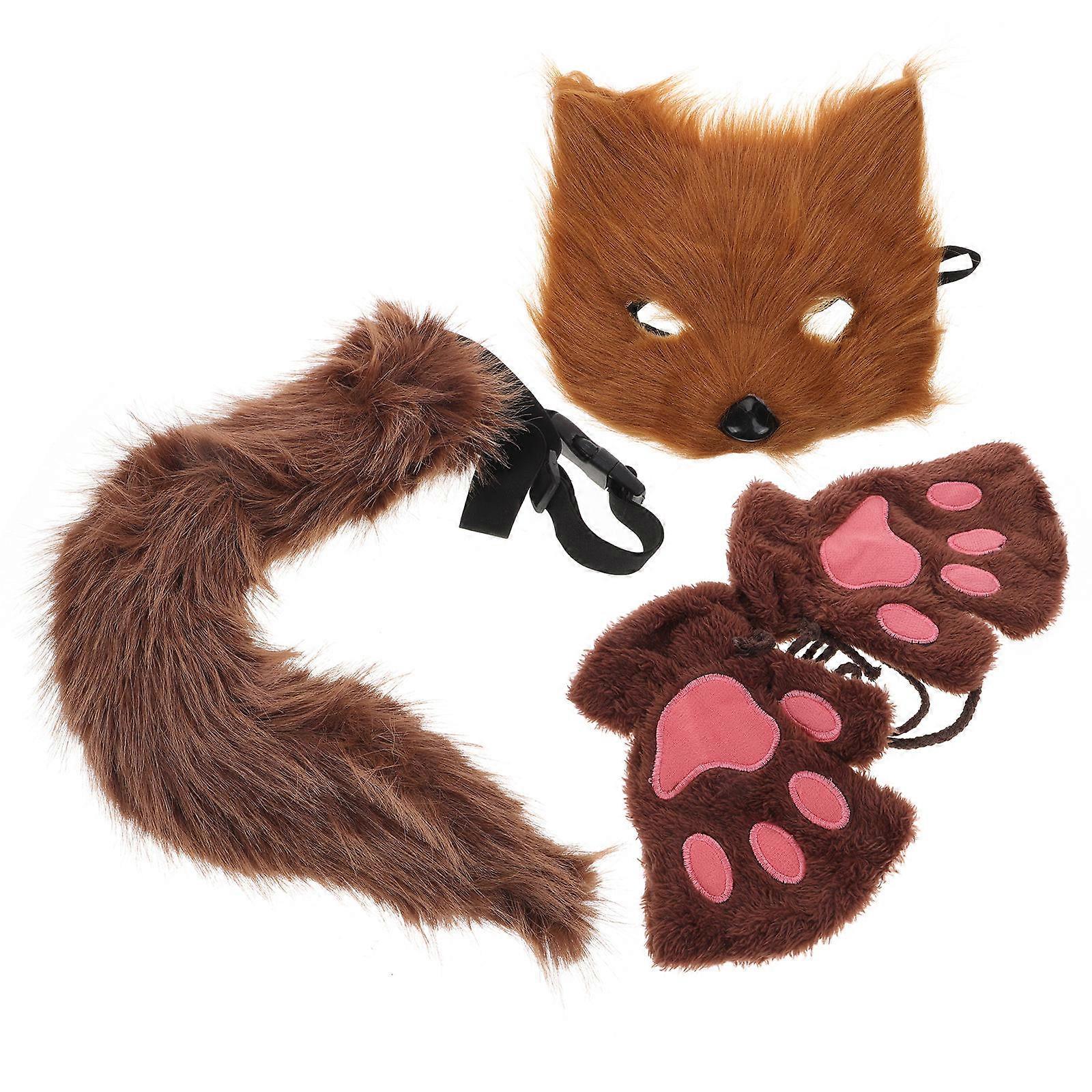 Cosplay Costume Props 1 Set Fox Mask Tail Gloves Comfortable Accessory for Halloween Party Fun Themed Occasions