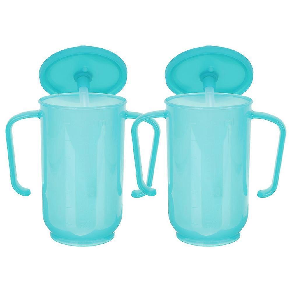 Skyblue Sippy Cup with Straw for Elderly Home Use Bedridden Friendly 2pcs Moderate Capacity