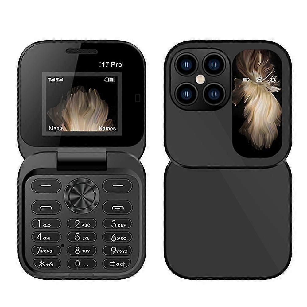 i17mini Dual SIM Mini Elderly Mobile Phone 2G 32MB+32MB Flip Foldable Phone - Blue