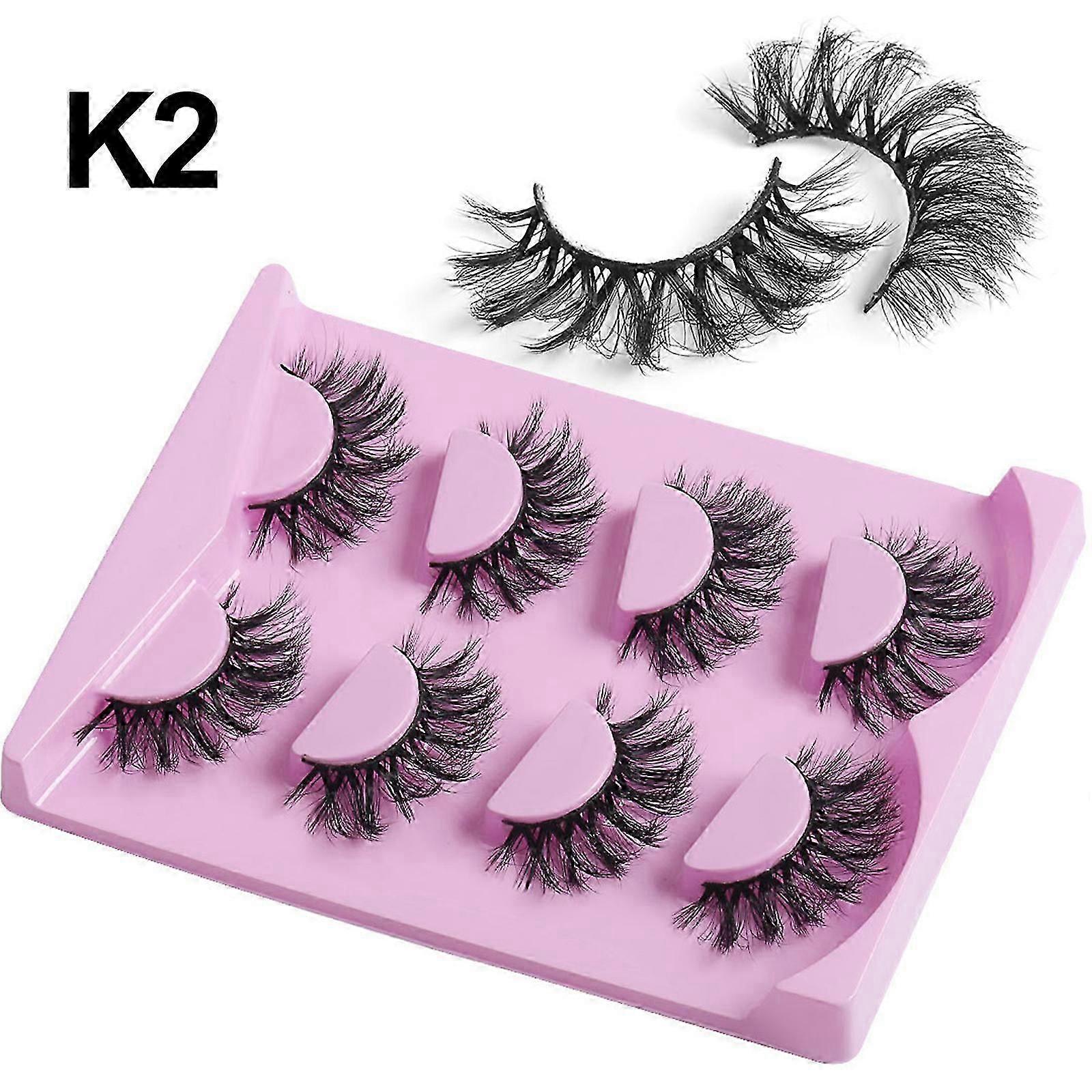 Fluffy Mink Lashes Natural Look D Curl Eyelashes Wispy Cat Eye Lashes Pack Long Volume Lashes 4pairs