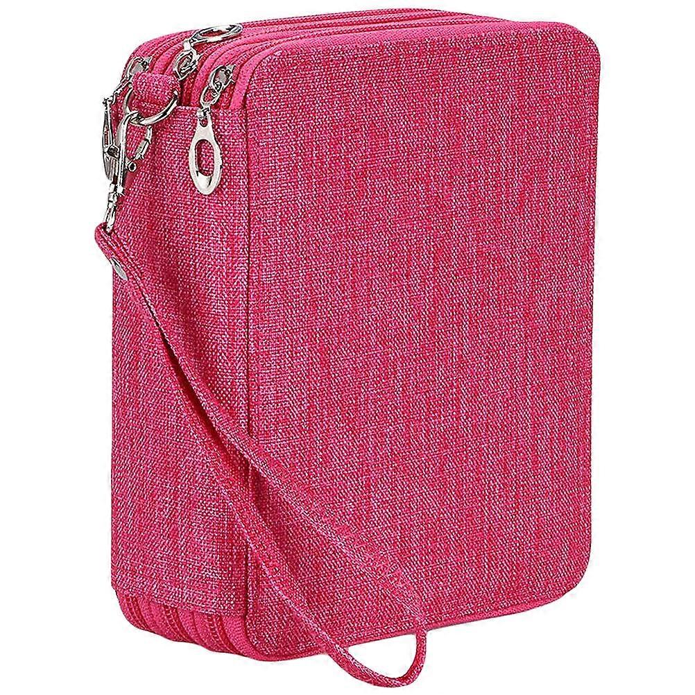 Rectangular 78-Holes Painting Pen Storage Bag In Rosy Color Ideal For Students And Artists With Easy Zipper Functionality 1Pack