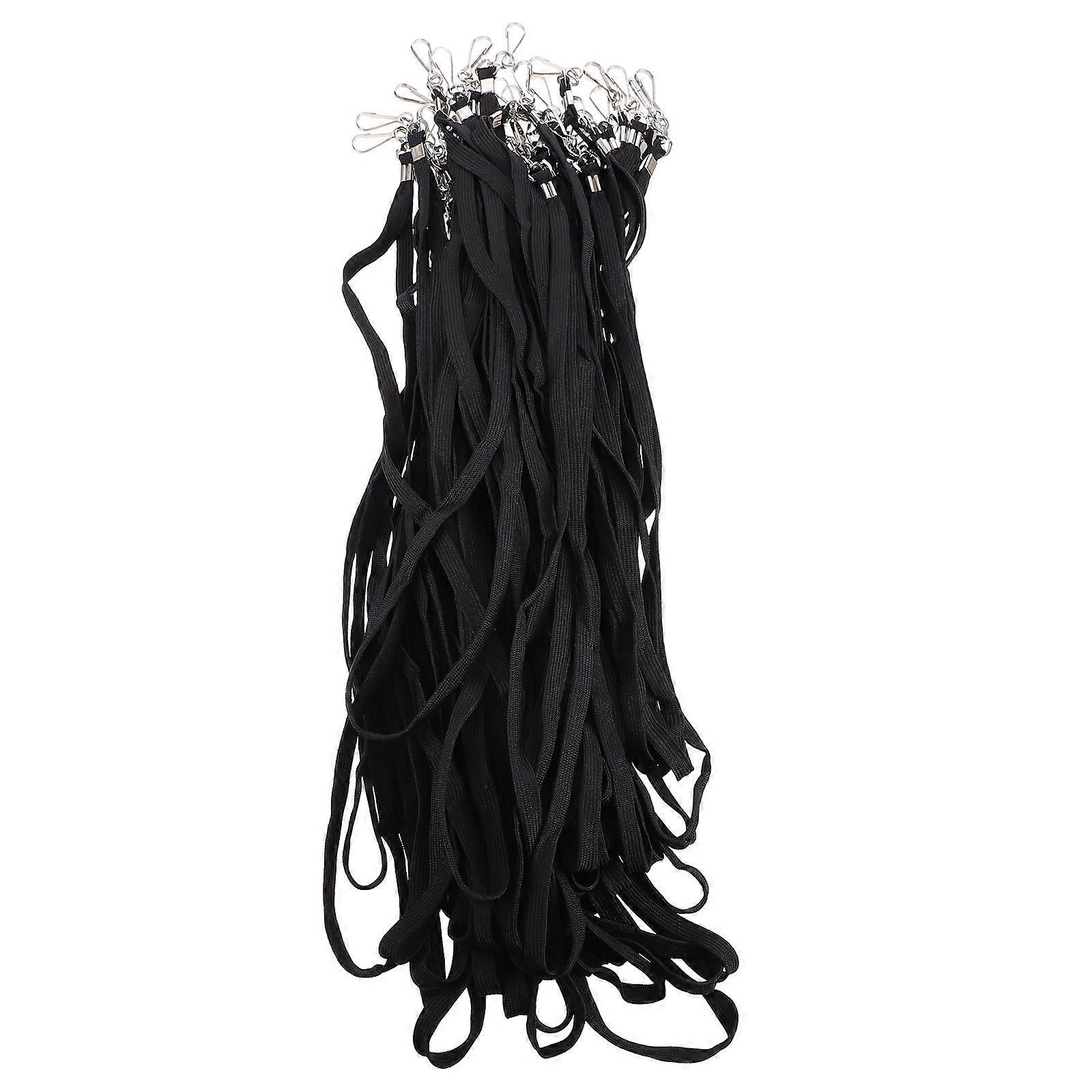 50pcs Black Badge Lanyard Straps for ID Cards – Lightweight Hanging Card Holders with Detachable Buckle for Students, Nurses, Exhibitions, and Events