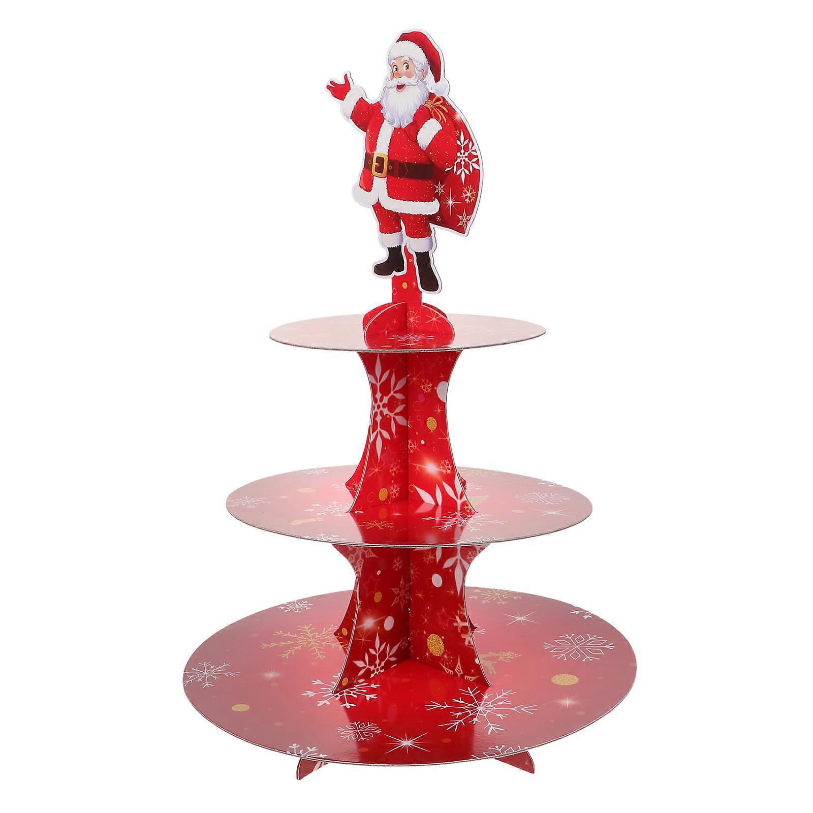 Christmas Santa Multi Layer Paper Cake Stand, Cupcake Display Rack for Holiday and Birthday Party Decorations