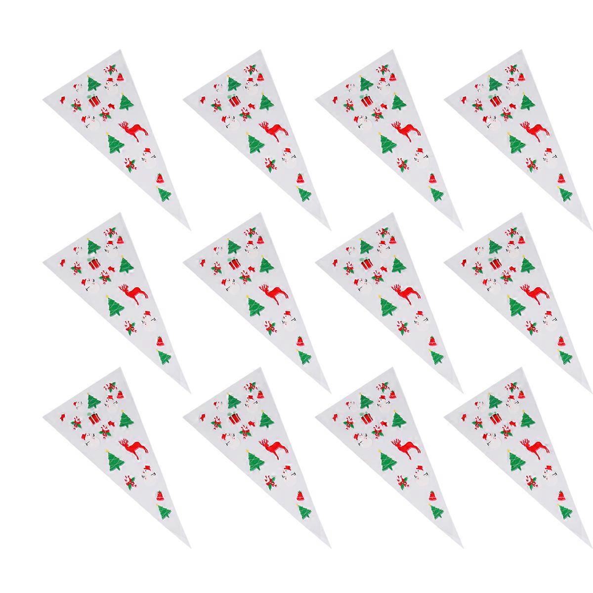 100Pcs Cone Shaped Christmas Design Candy Bags For Food Packaging And Gift Holding In Multi Color 33X17Cm