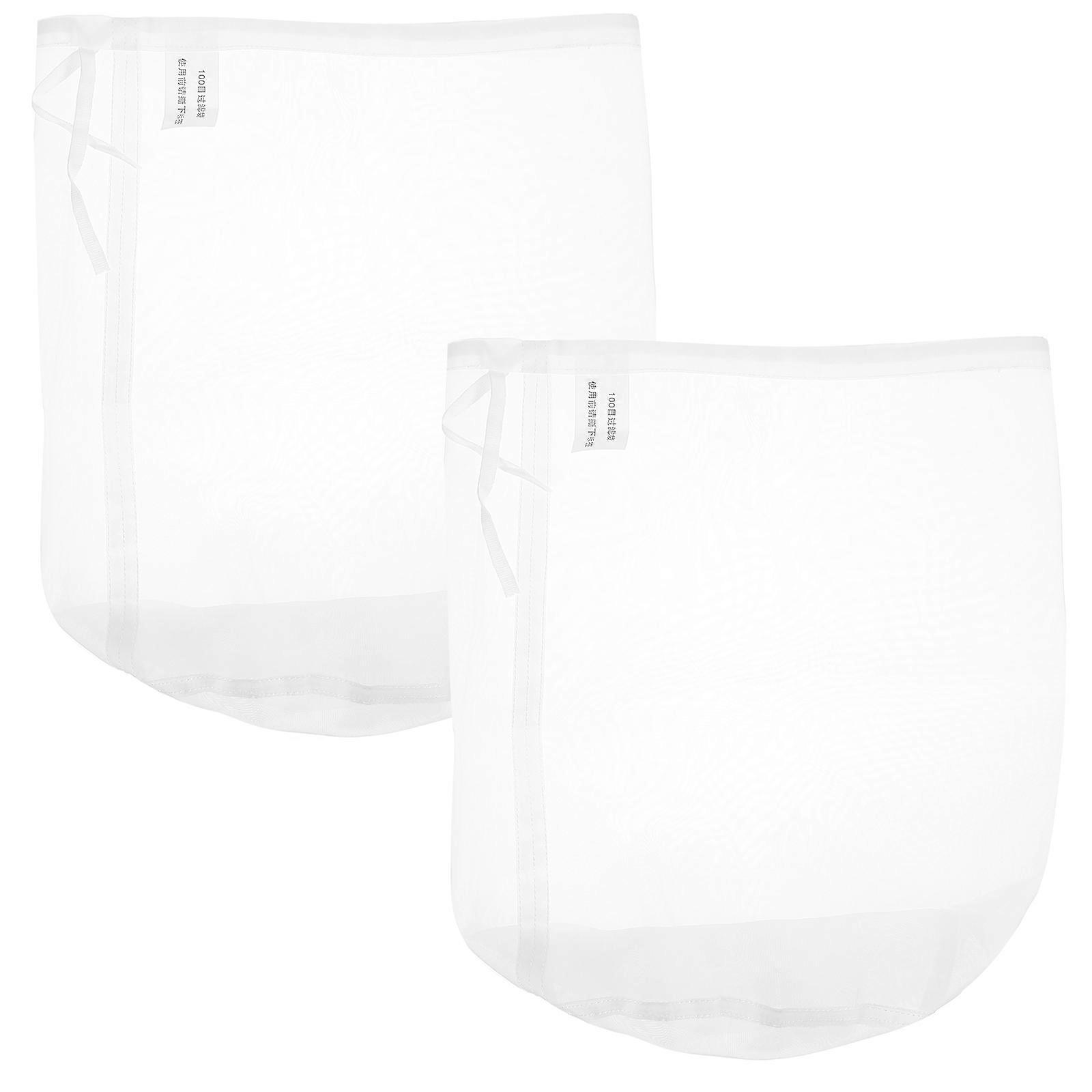 Reusable White Polyester Brew Bag for Storage Use Efficiently Filters Various Foods 2pcs