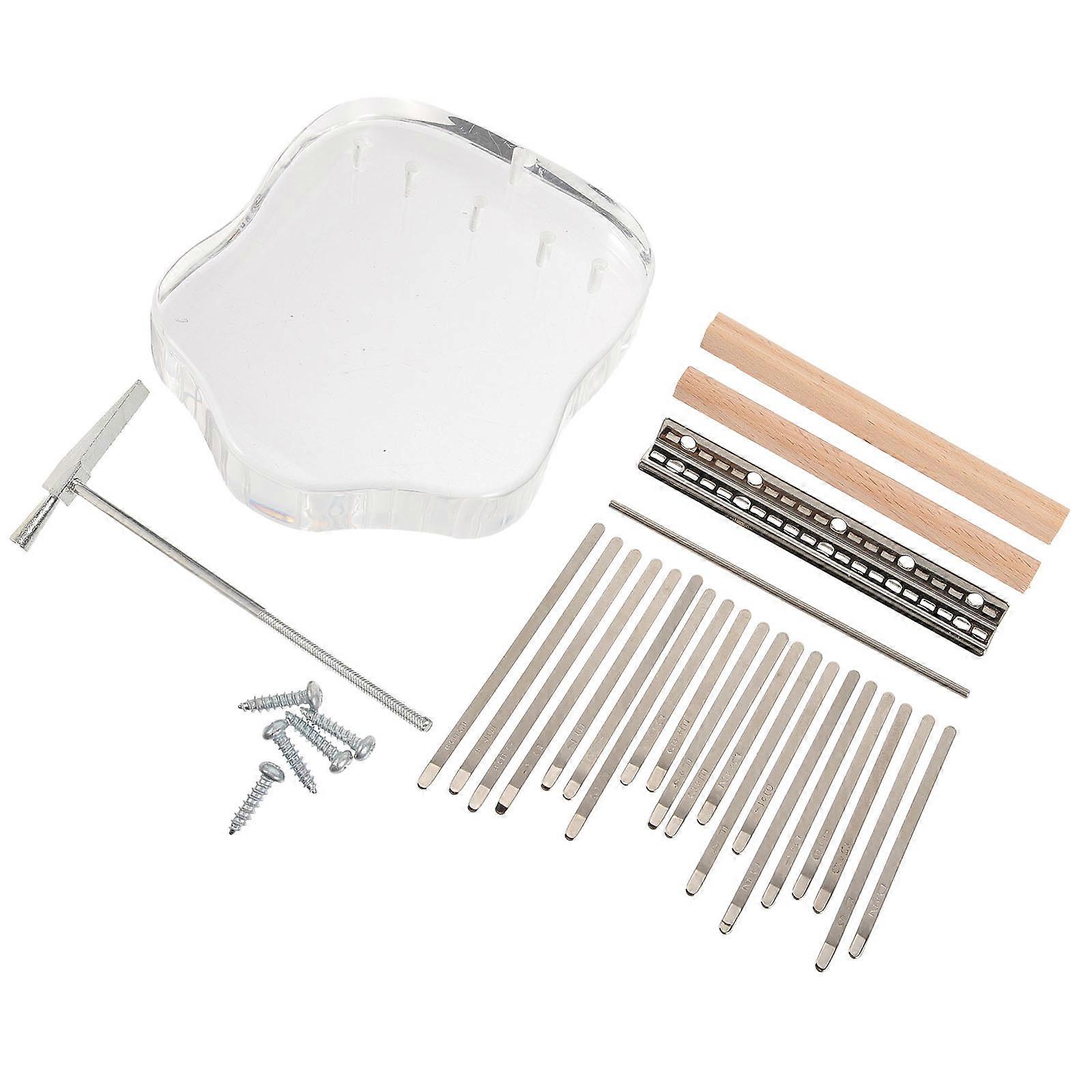 DIY Kalimba Accessories Set Mini Thumb Piano Solid Replacement Parts for Learning with Tuning Hammer 15x13cm Wooden Material 1 Set