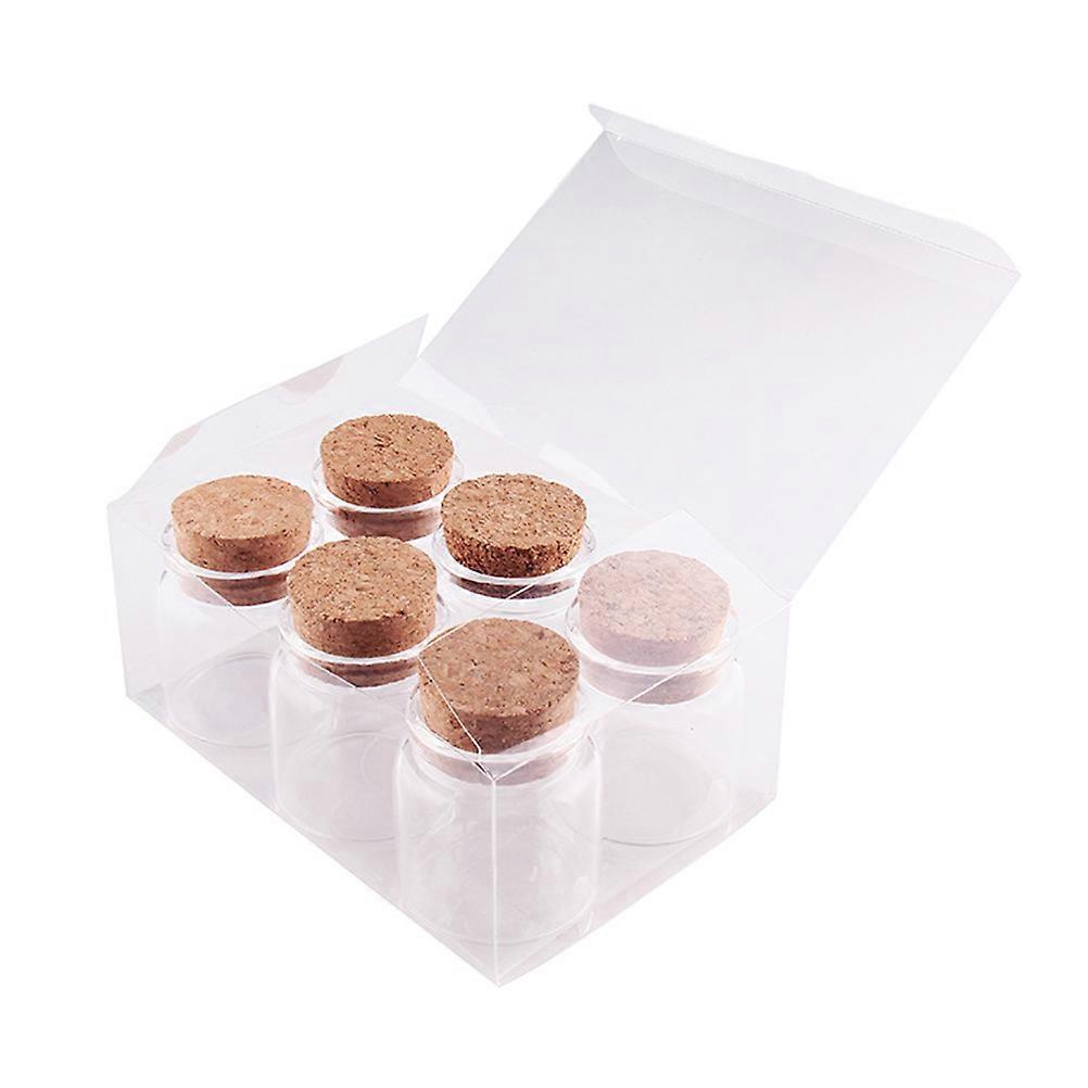 6pcs 50ML Vintage Glass Jars with Cork Stoppers Transparent Wishing Bottles