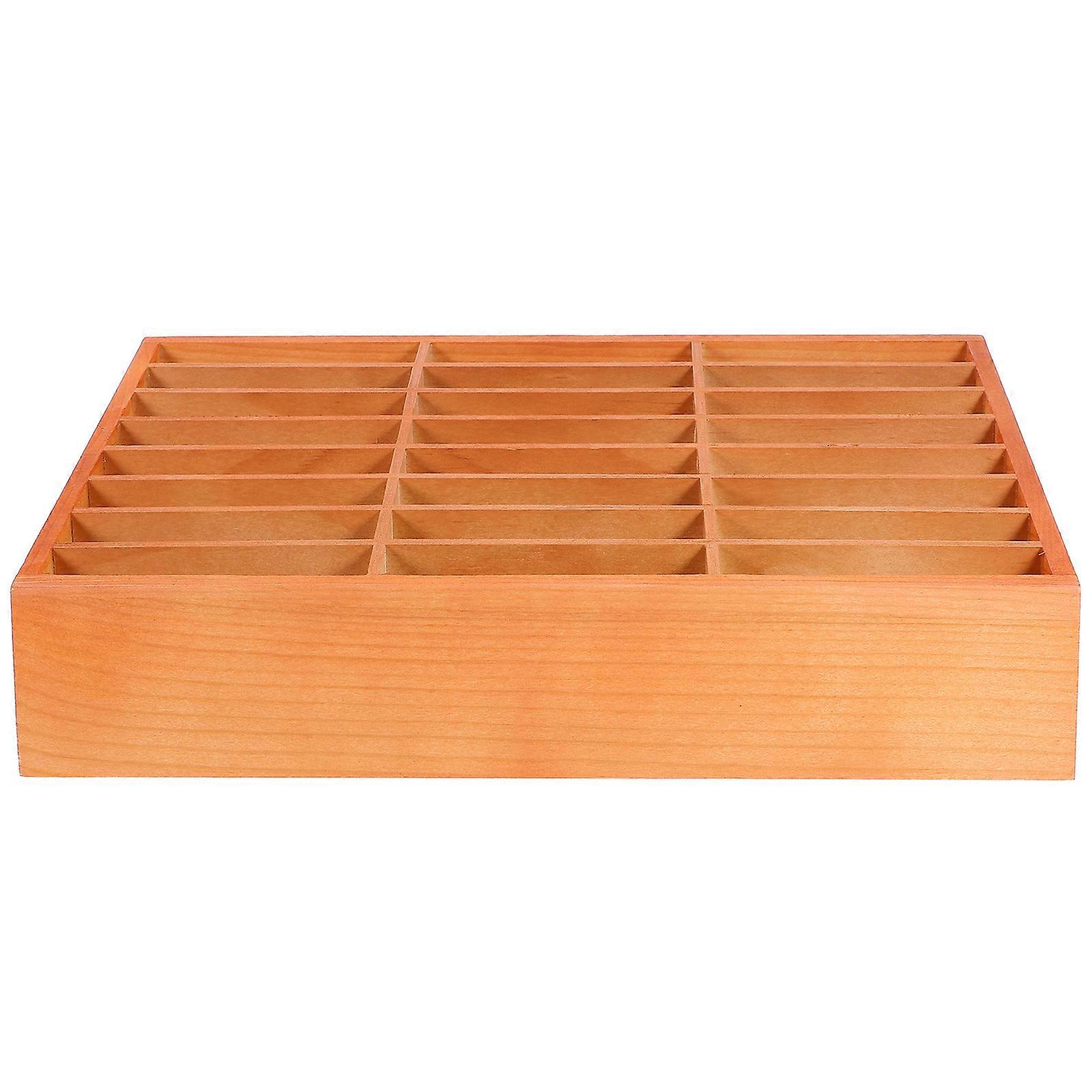Wood Desktop Storage Box Office Supplies Compartment Organizer 31X19.5X10.5Cm Rectangular Chocolate 1Pack