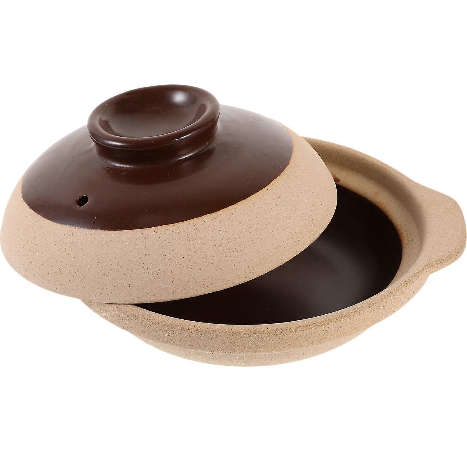 Kitchen Ceramic Soup Cooking Casserole Pot For Home Users And Chefs In Brown Color Designed For Cooking With Non-Sticky Surface 1Pc