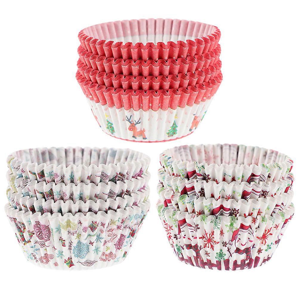 Cute Cupcake Liners 300Pcs Assorted Color Christmas Themed Paper Muffin Holders Oil-Proof Suitable For Foods