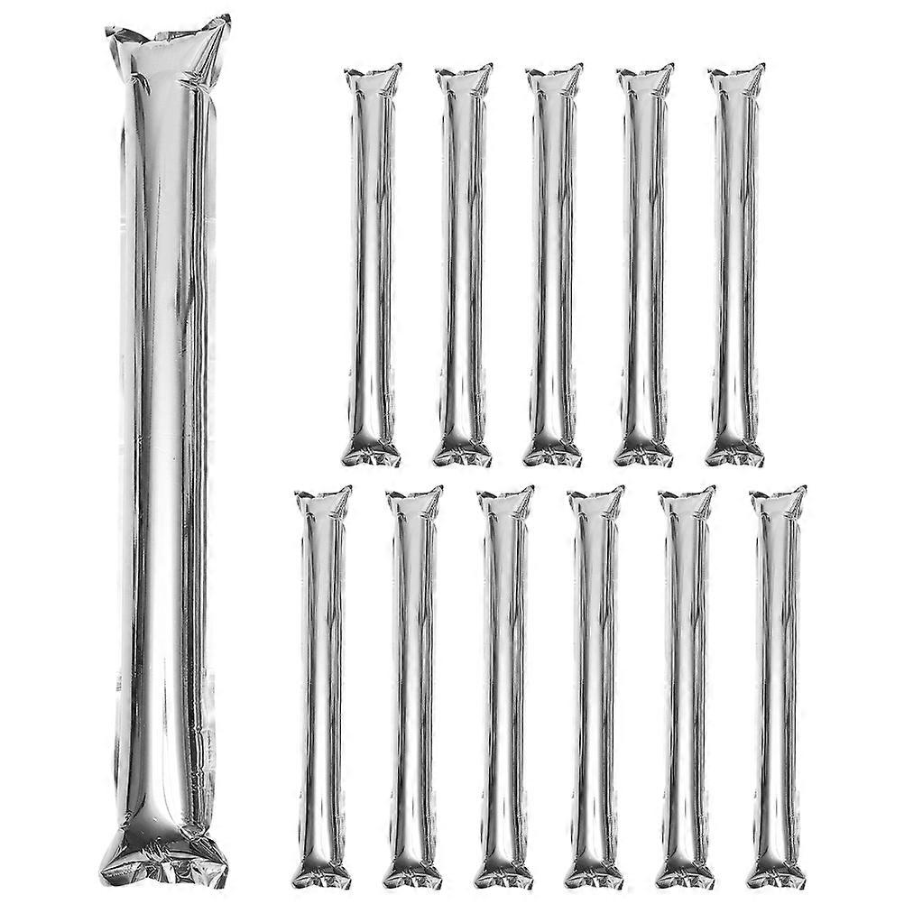 12pcs Giant Cheering Sticks Noise Maker Toss Team Sports Party Favors for Stadium Events Gym Competitions Aluminum Silver