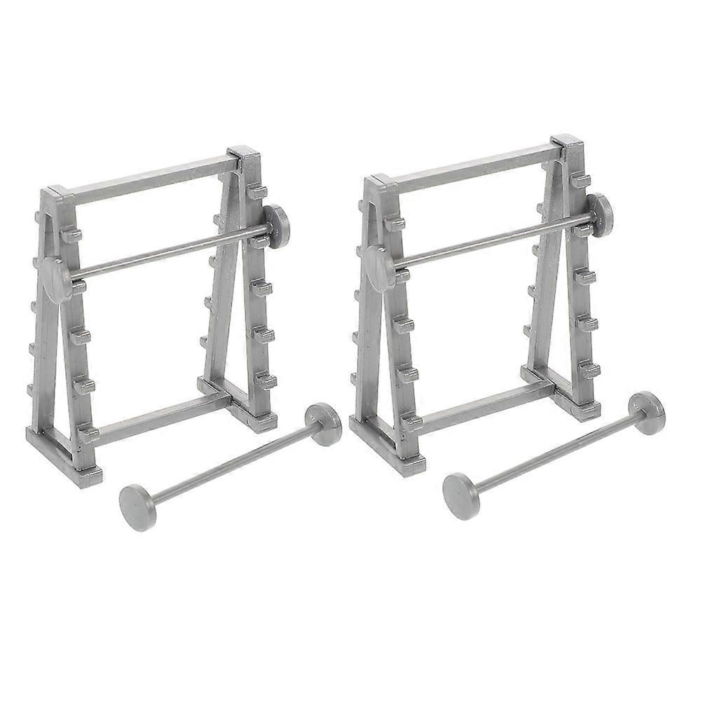 Miniature Barbell Display Rack for Dollhouse Models – Compact Fitness Decor for Enthusiasts