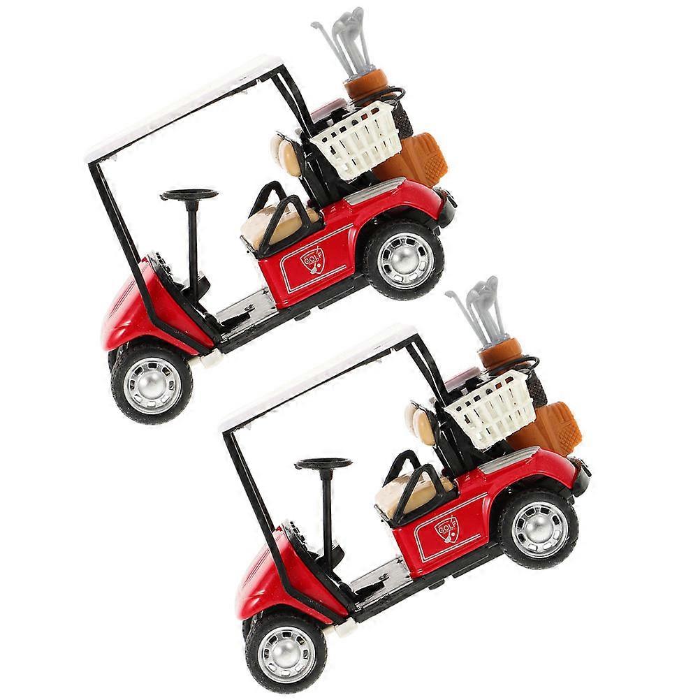 2Pcs Small Golf Cart Decoration Ornament For Home Office And Gift Use In Red Alloy Material With Chic Style