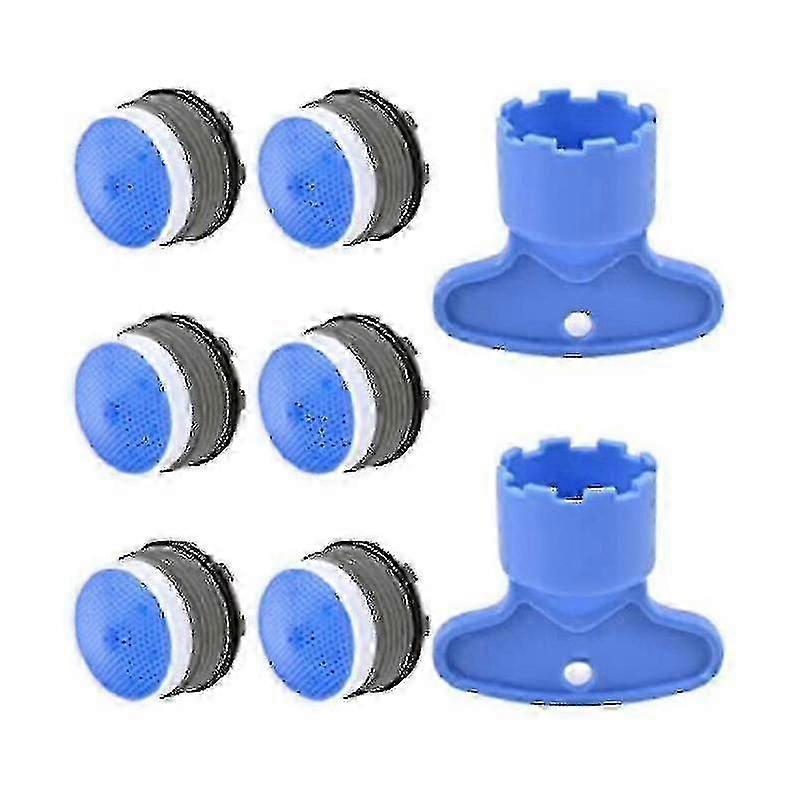 6pcs M18.5 Buffer Faucet Aerator+2 Pieces Of Aerator Remover Key Tool, Bathroom Or Kitchen Replacement 18.5 Mm Plug-in Restrictor, And Buffer Aerator