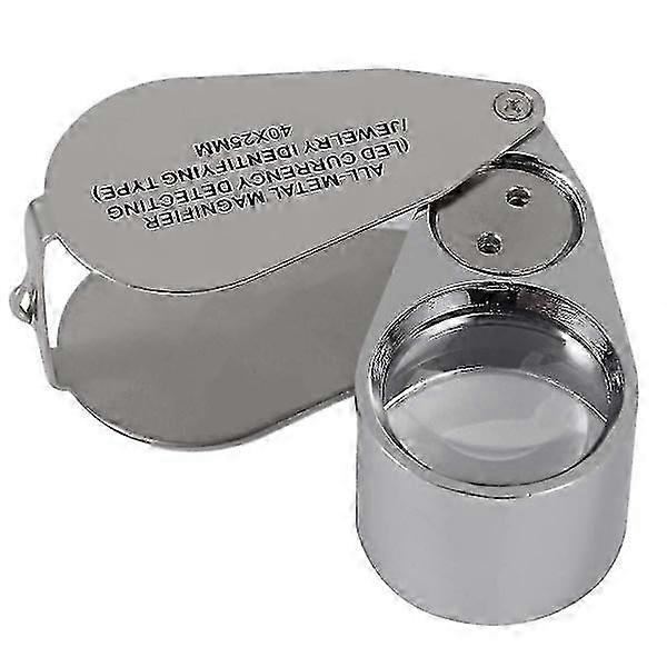 40x Magnification Metal Folding Loupe With Led UV Light Magnifying Glass